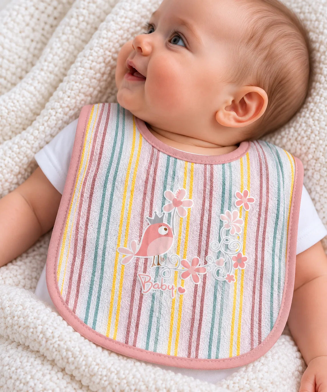 Bavoir bébé fille rose 1063R