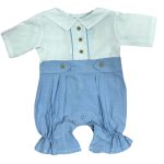 Barboteuse cérémonie bébé garçon bleue en lin MBL002/3