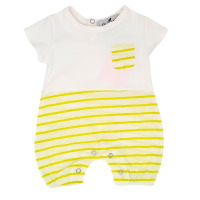 Barboteuse bébé garçon rayée jaune MBL011