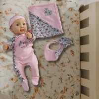 MBL010-Barboteuse bleu fleurie