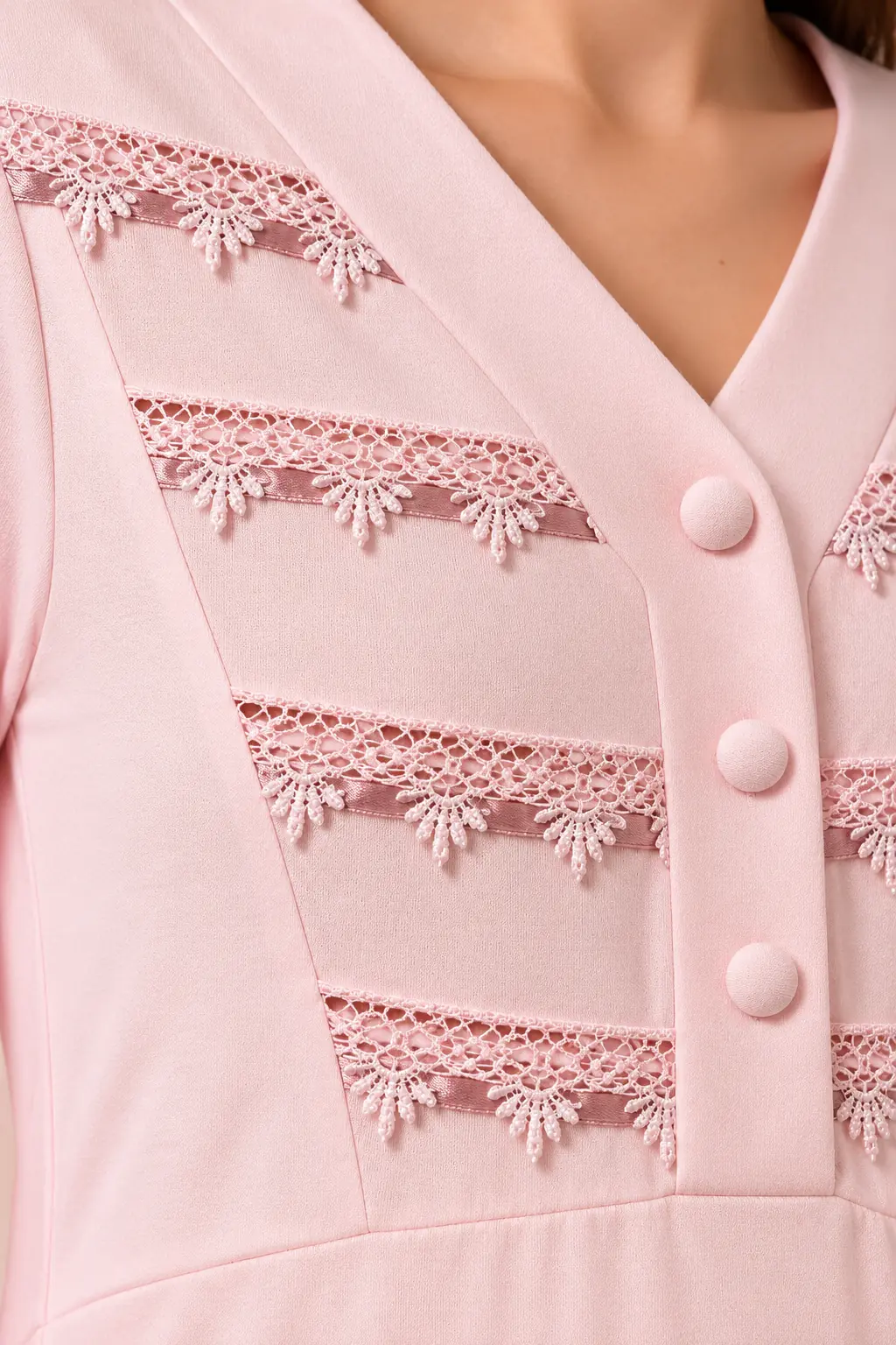 Robe de grossesse rose avec dentelle 252535R