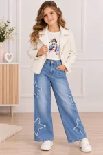 Ensemble fille 3 pièces veste, t-shirt et pantalon étoile 118/25