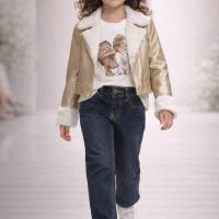 1213-Ensemble avec blouson en simili-cuir doré