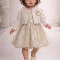 1242-Robe à tulle brodée avec fourrure