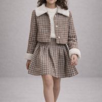 1110-Ensemble à carreaux beige