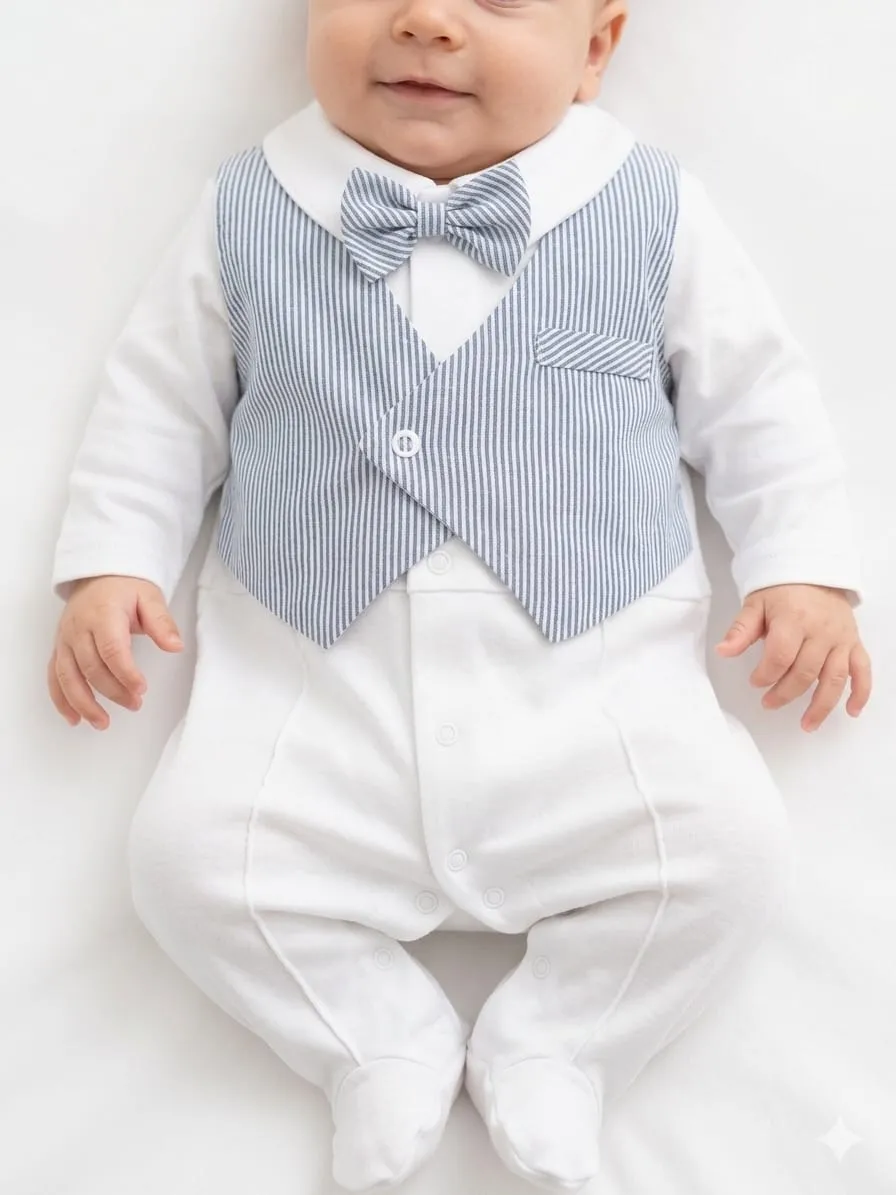Sortie clinique bébé garçon bleu gris 5 pièces 8955B