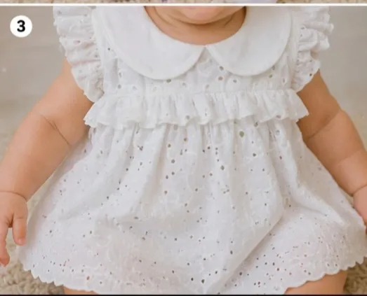 Robe broderie anglaise blanche bébé fille 4447