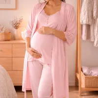 Pyjama maternité femme rose 3 pièces 552510R