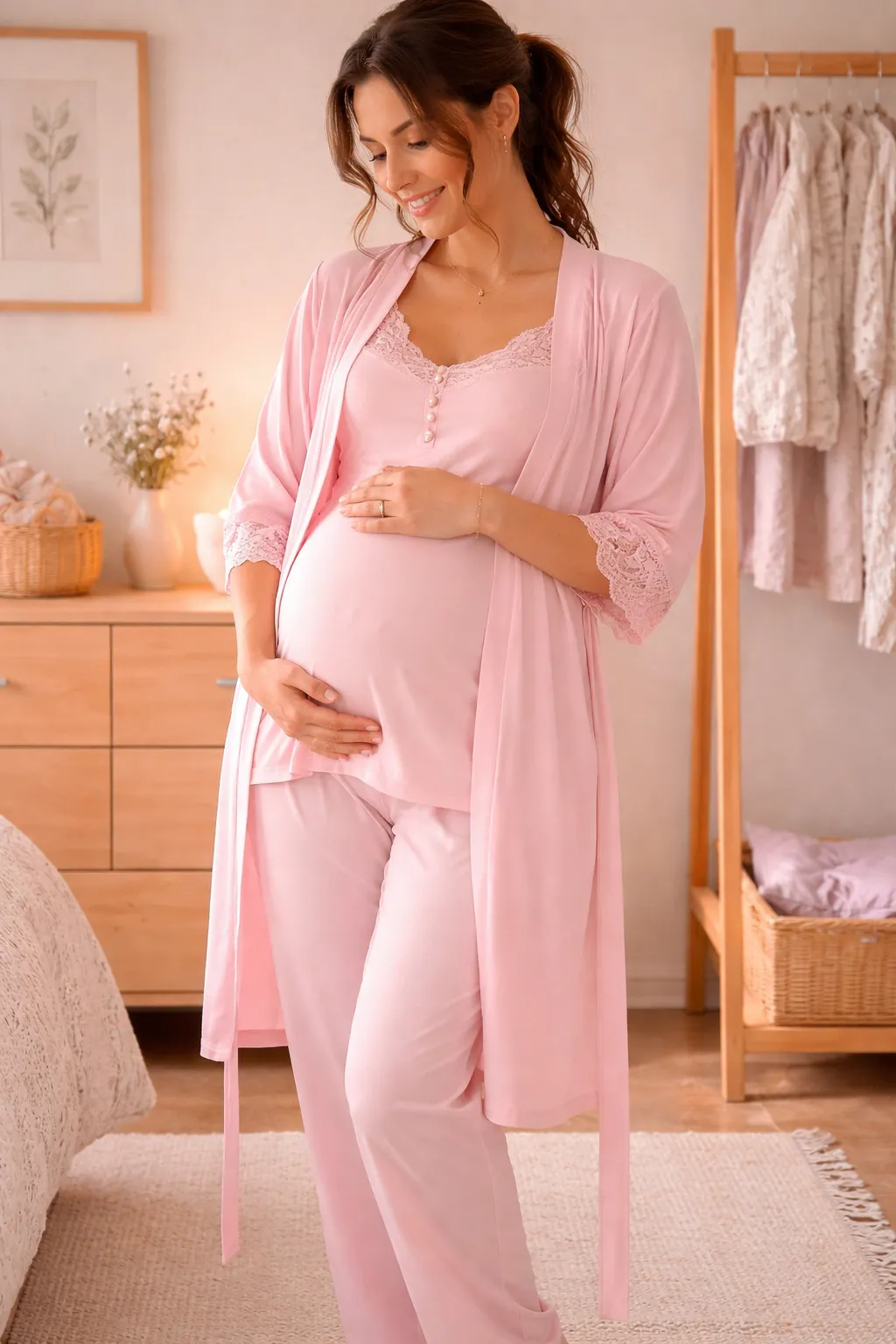 Pyjama maternité femme rose 3 pièces 552510R
