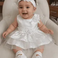 Robe bébé fille blanche sans manches 1150B