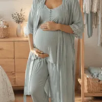 Pyjama maternité femme vert sauge 3 pièces 552510V