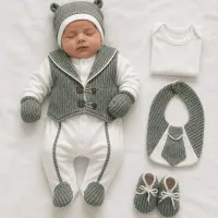 Ensemble sortie de clinique bébé mixte gris 25253V
