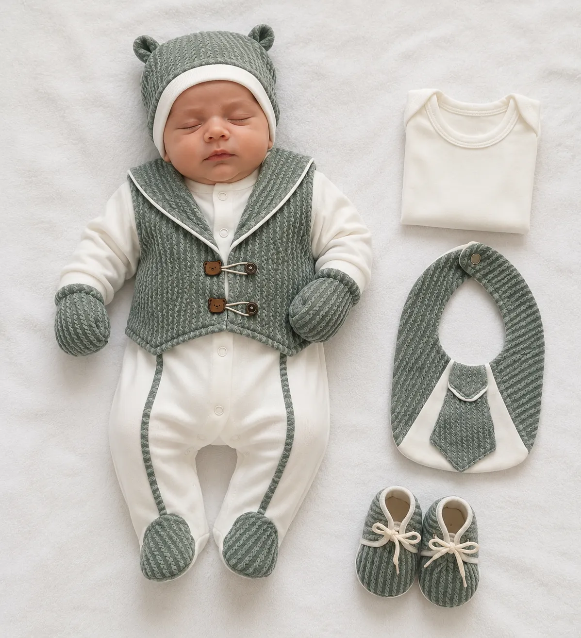 Ensemble sortie de clinique bébé mixte gris 25253V