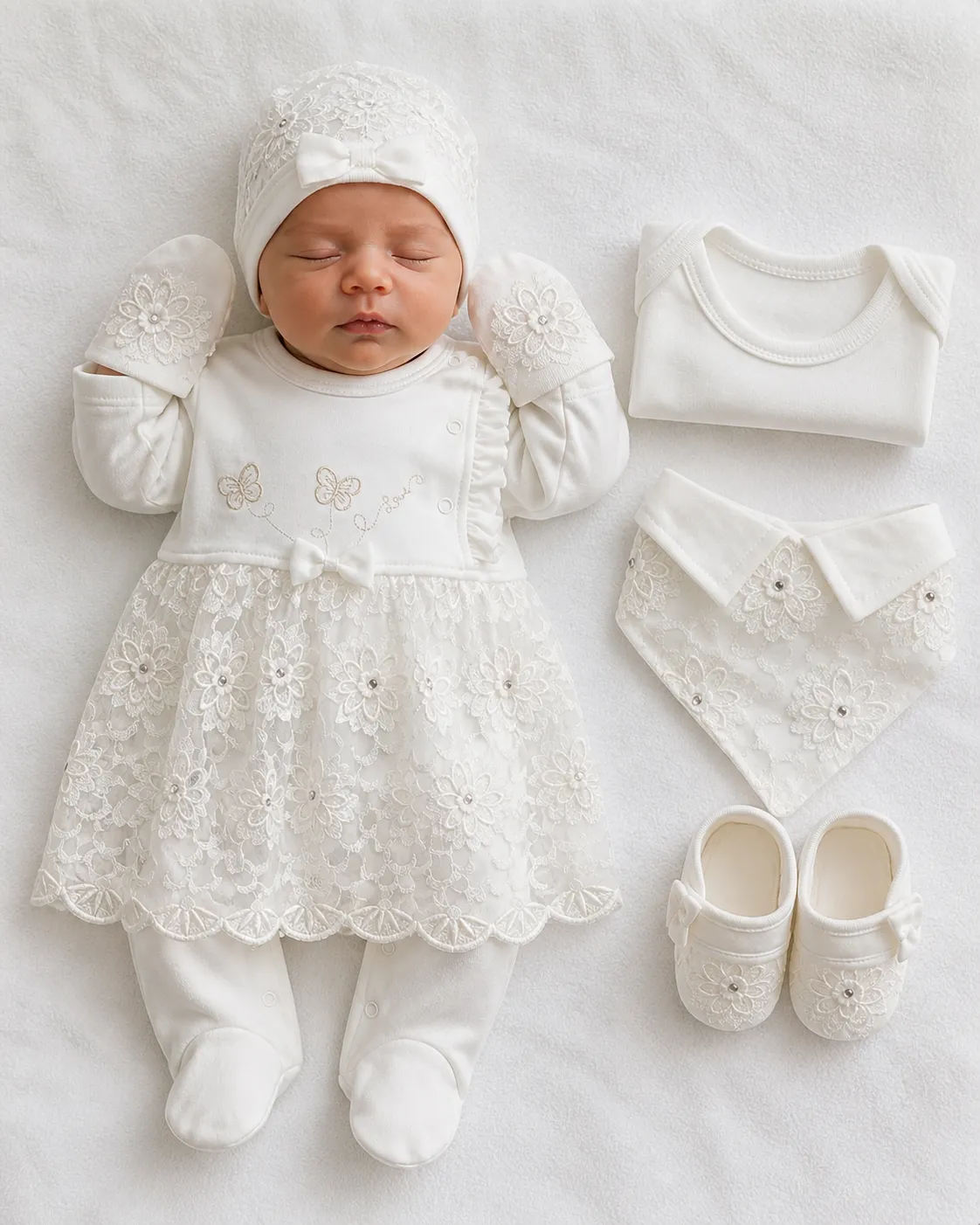 file_00000000767c71f6ac71f75d3ae10555 Ensemble sortie de clinique fille blanc en dentelle 25258B