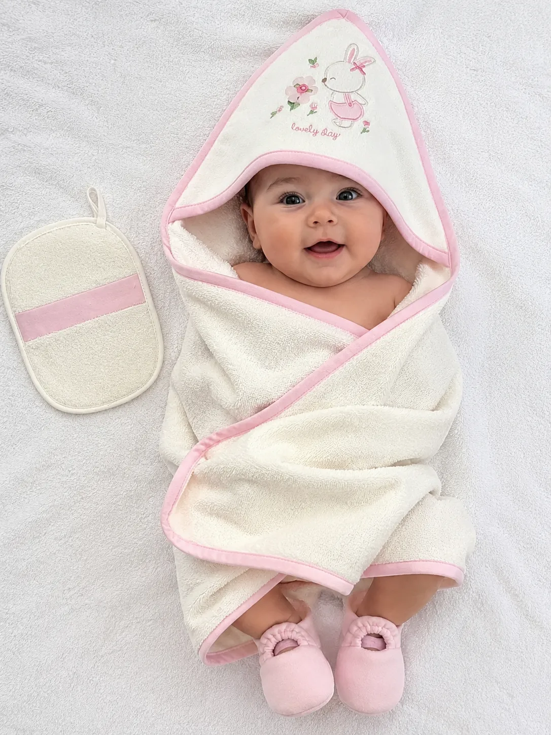file_00000000806471f6a923d3e9a097b126 Sortie de bain bébé rose 25259R avec cape