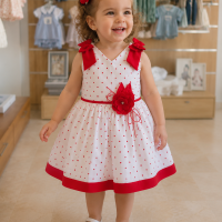 6532R_ robe polka dots rouge