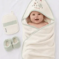 Sortie de bain bébé vert sauge 252510V avec cape