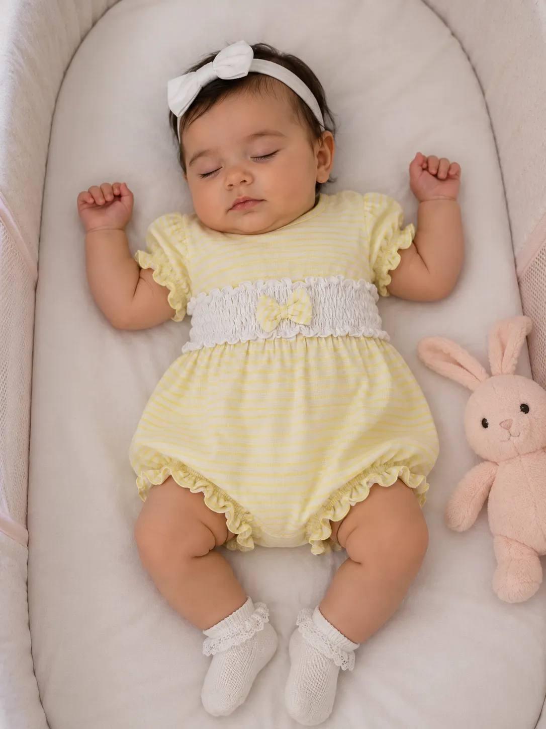 Barboteuse bébé fille jaune en coton 3623