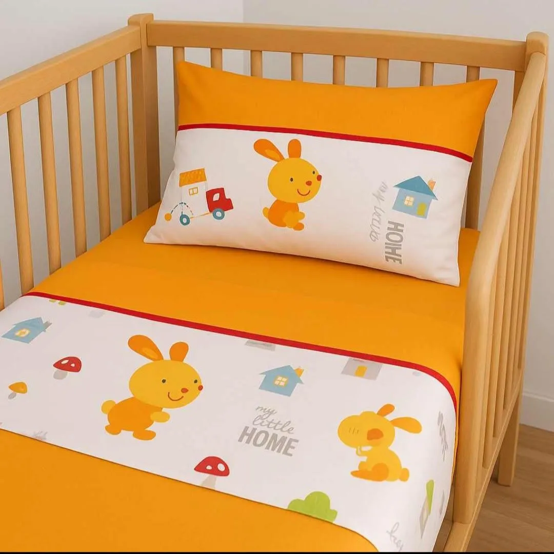 FB_IMG_1785405150598 Drap bébé jaune à motif lapin 321O – Image 1