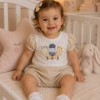 Barboteuse bébé fille écrue motif glaces 341J
