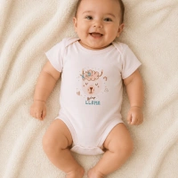 Body bébé fille rose à manches courtes avec motif lama – référence 33S