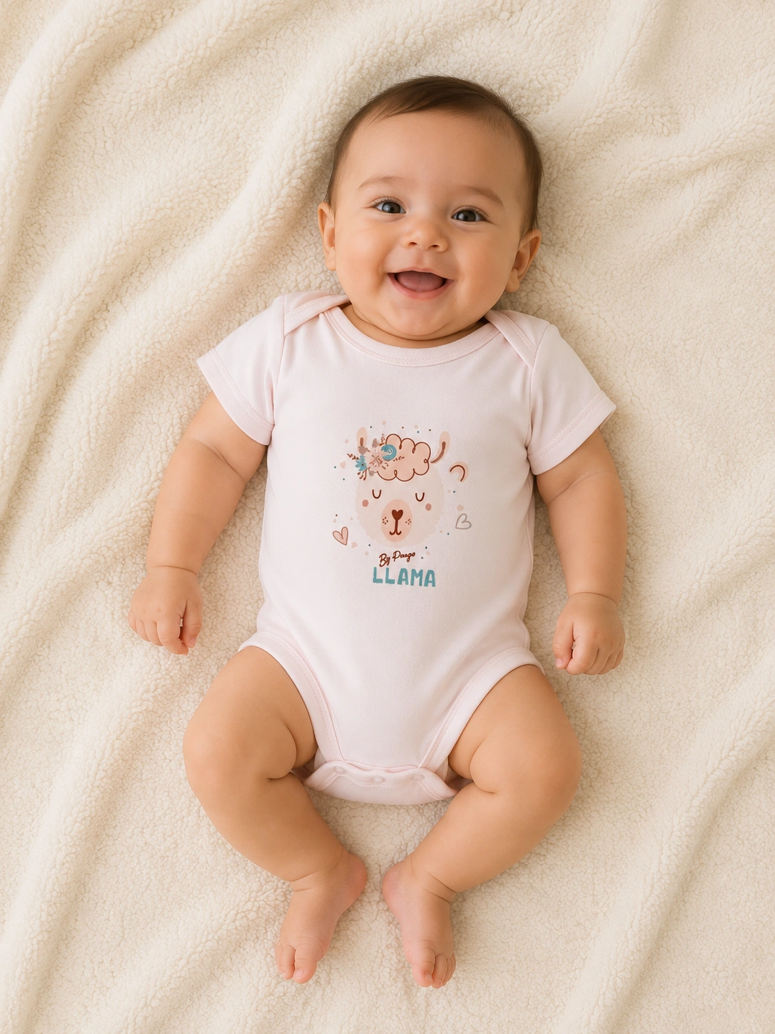 file_0000000071f47246a1234ac5af880c62 - Copie Body bébé fille rose à manches courtes avec motif lama – référence 33S