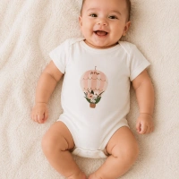 Body bébé fille blanc à manches courtes avec motif montgolfière – référence 35E