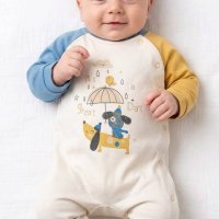 Grenouillère coton bébé garçon grise et vert 783355
