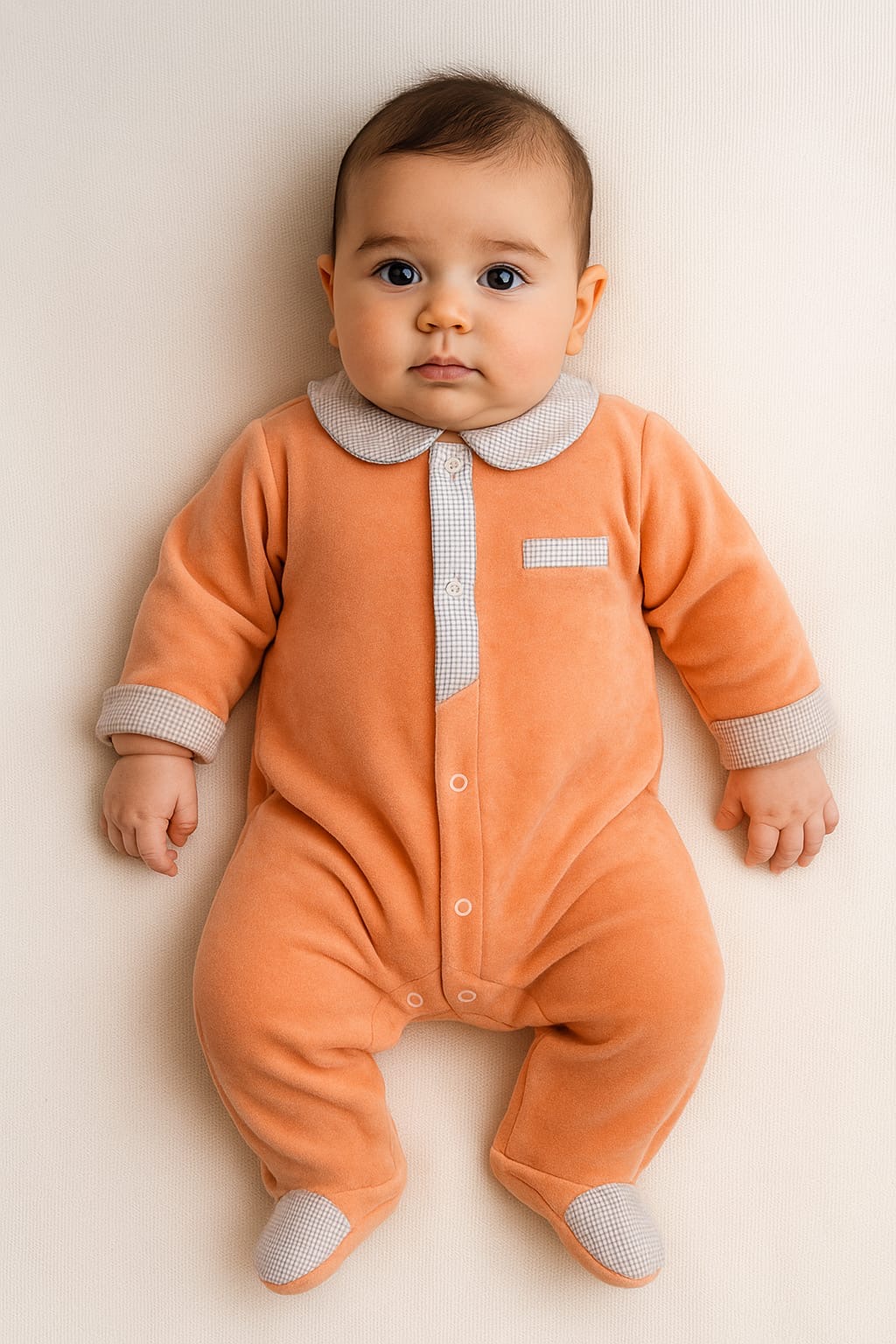 4819c5d5-709d-439f-8380-171a7b726514 Grenouillère velours bébé garçon Orange 783436O – Image 1