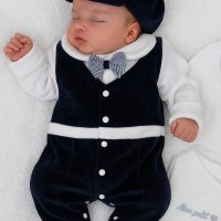 Ensemble sortie de clinique bébé garçon velours 5 pièces 8956B