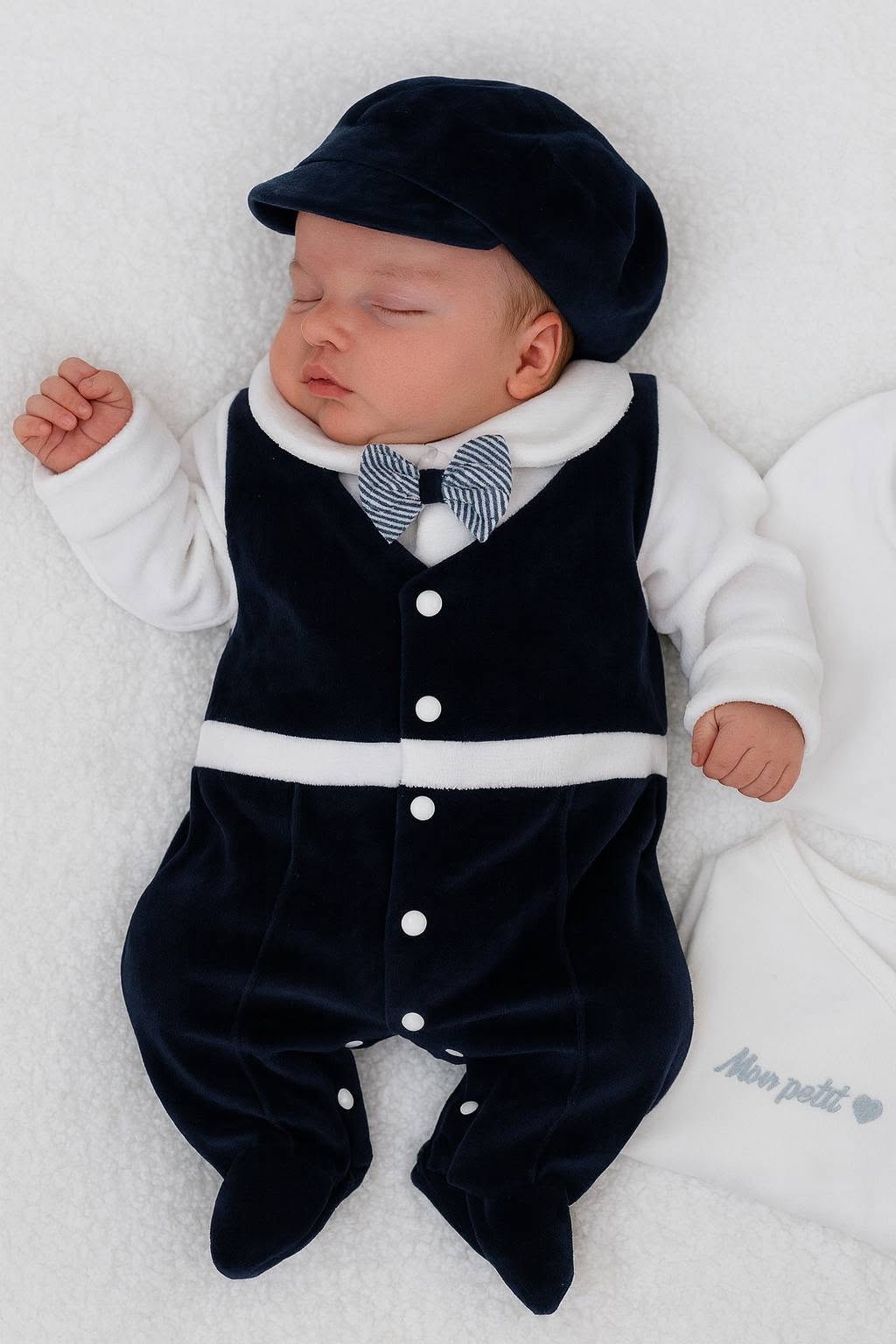 8052d48e-bf05-46e6-9762-06268c958952 Ensemble sortie de clinique bébé garçon velours 5 pièces 8956B – Image 1