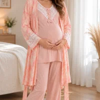 Pyjama maternité femme rose 3 pièces 552605R