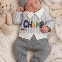 Grenouillère en coton pour prématuré 5113