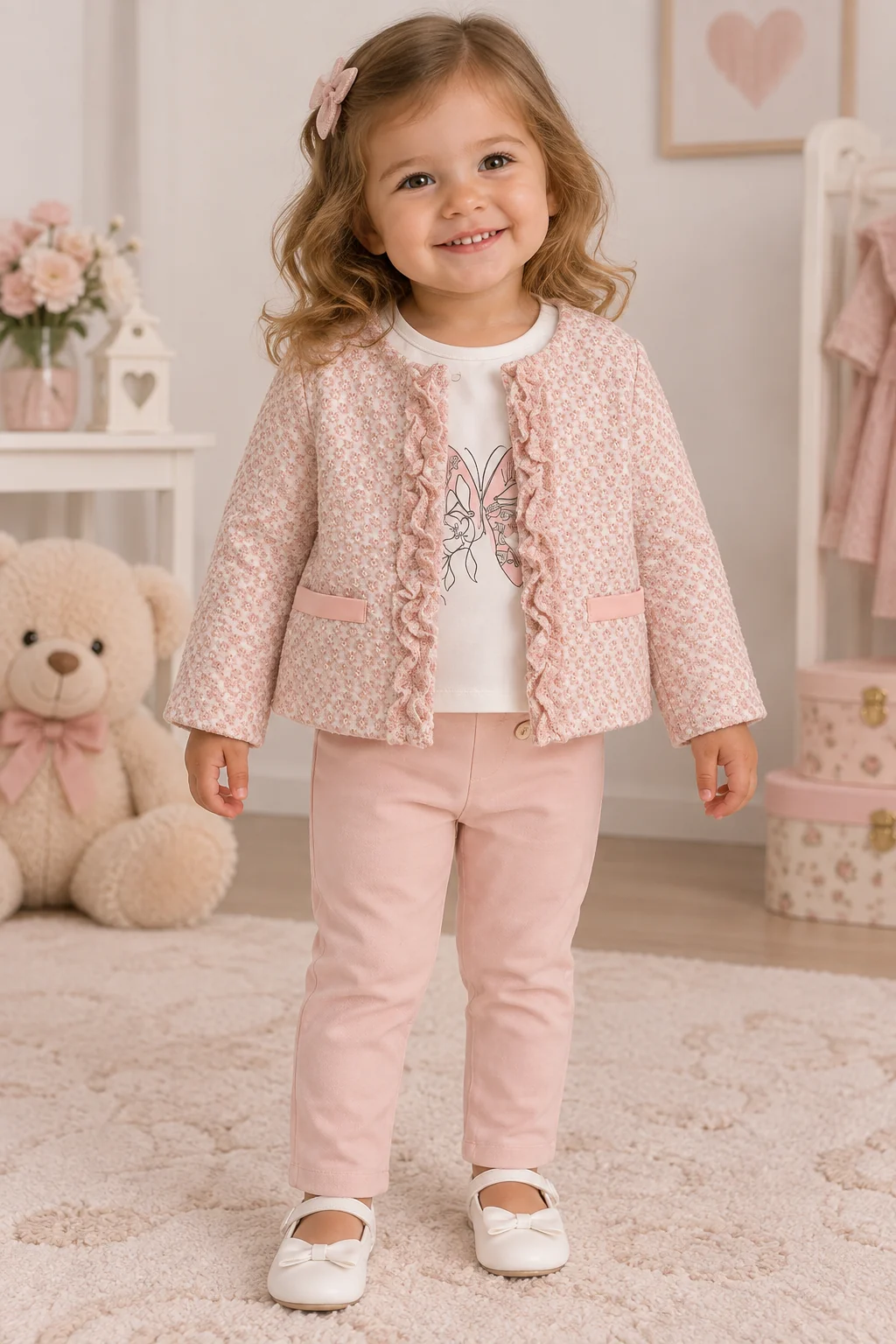 ChatGPT Image 22 sept. 2026 à 11_30_50 Ensemble fille 3 pièces veste, t-shirt et pantalon rose 4527R – Image 1