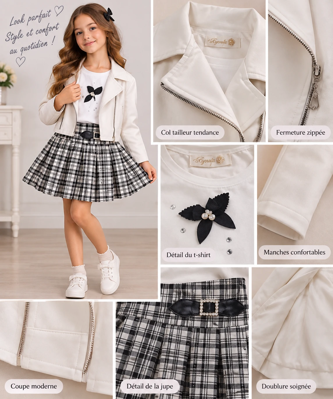 Ensemble fille 3 pièces veste et jupe 028/25