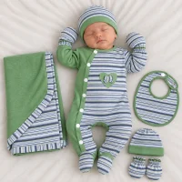 Kit naissance bébé garçon vert 5 pièces MBL009