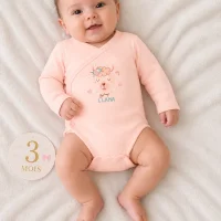 Body croisé manches longues bébé fille saumon 1225BR