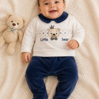 Ensemble bébé en velours bleu roi 72334