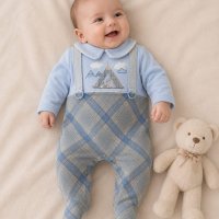 Grenouillère velours bébé garçon bleu 12536C