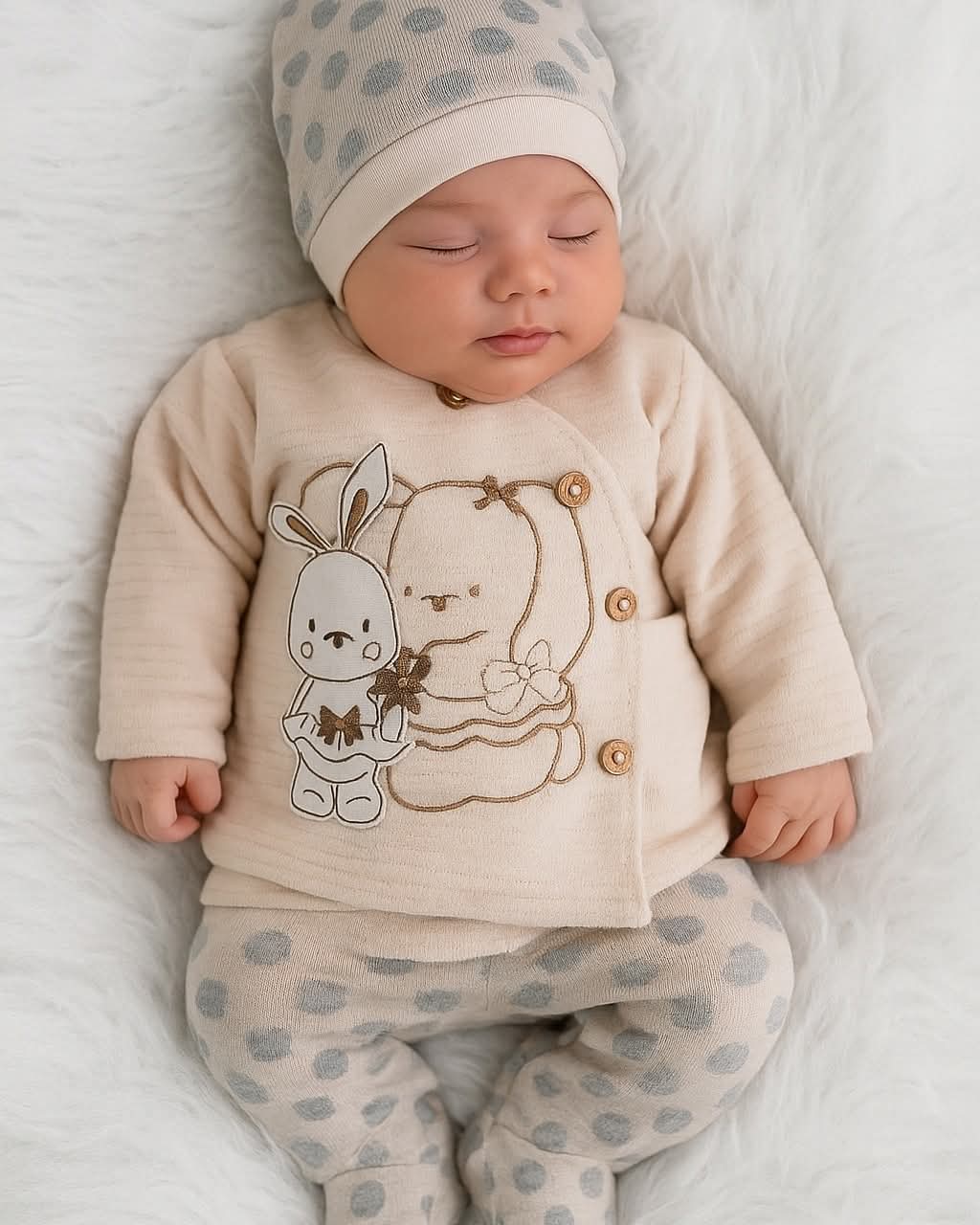 Ensemble sortie de clinique bébé fille velours 5 pièces 18108