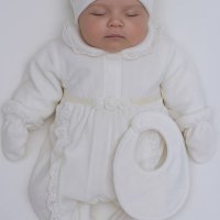 Ensemble sortie de clinique fille velours écru 5555B