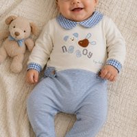 Grenouillère velours bébé garçon bleu 7705C