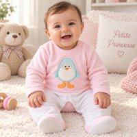 Grenouillère velours bébé fille Rose 9103R