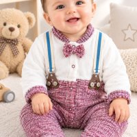 Grenouillère velours bébé garçon rouge 3456R