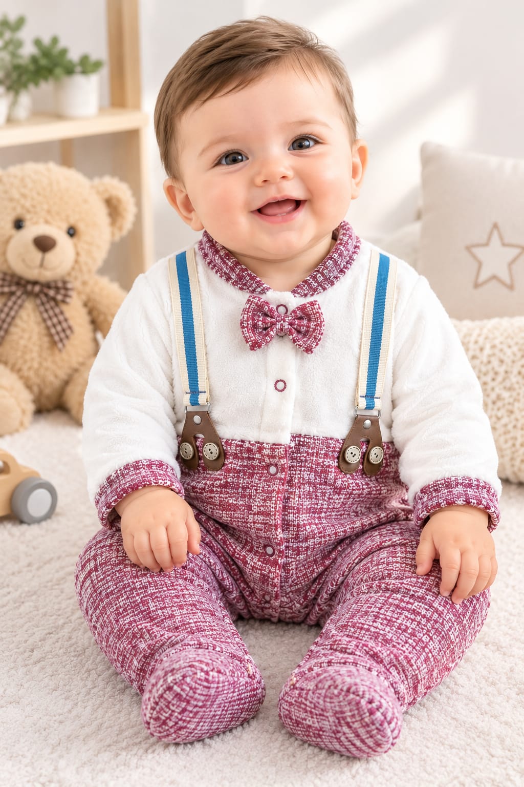 Grenouillère velours bébé garçon rouge 3456R