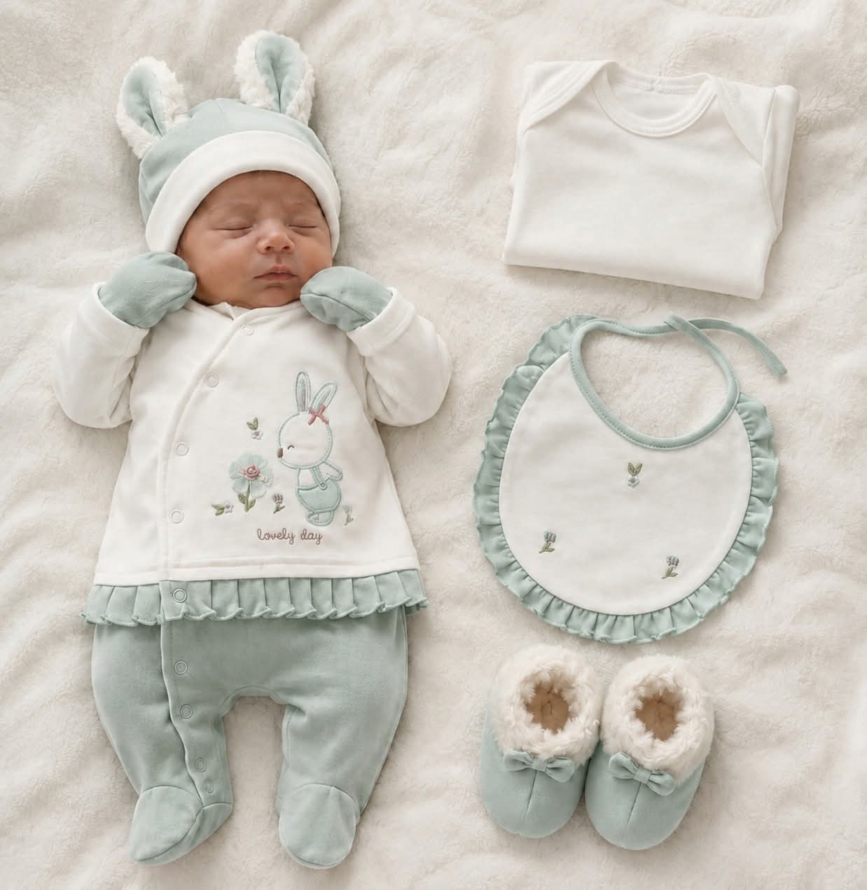Ensemble sortie de clinique fille coton 95605V