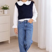 Ensemble fille pull bleu et pantalon jean A3434B