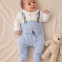 Grenouillère velours bébé garçon bleu 12547C