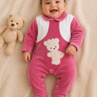 Grenouillère velours bébé fille violet 9101V