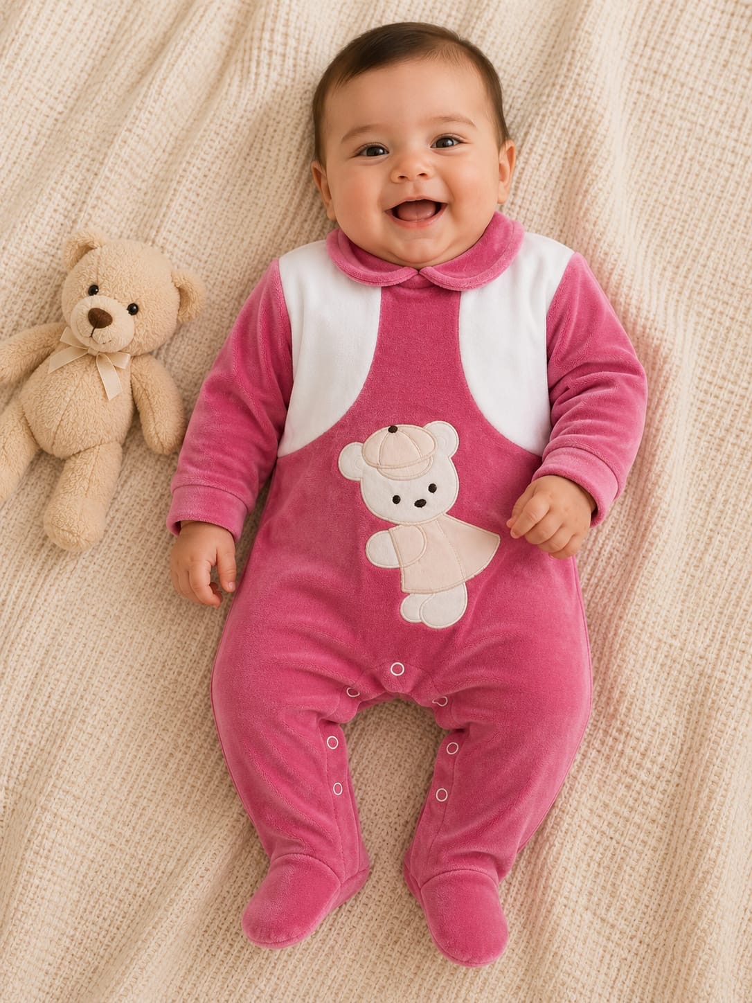 d5b3188e-a443-489e-bb00-d55136d01e06 Grenouillère velours bébé fille violet 9101V – Image 1